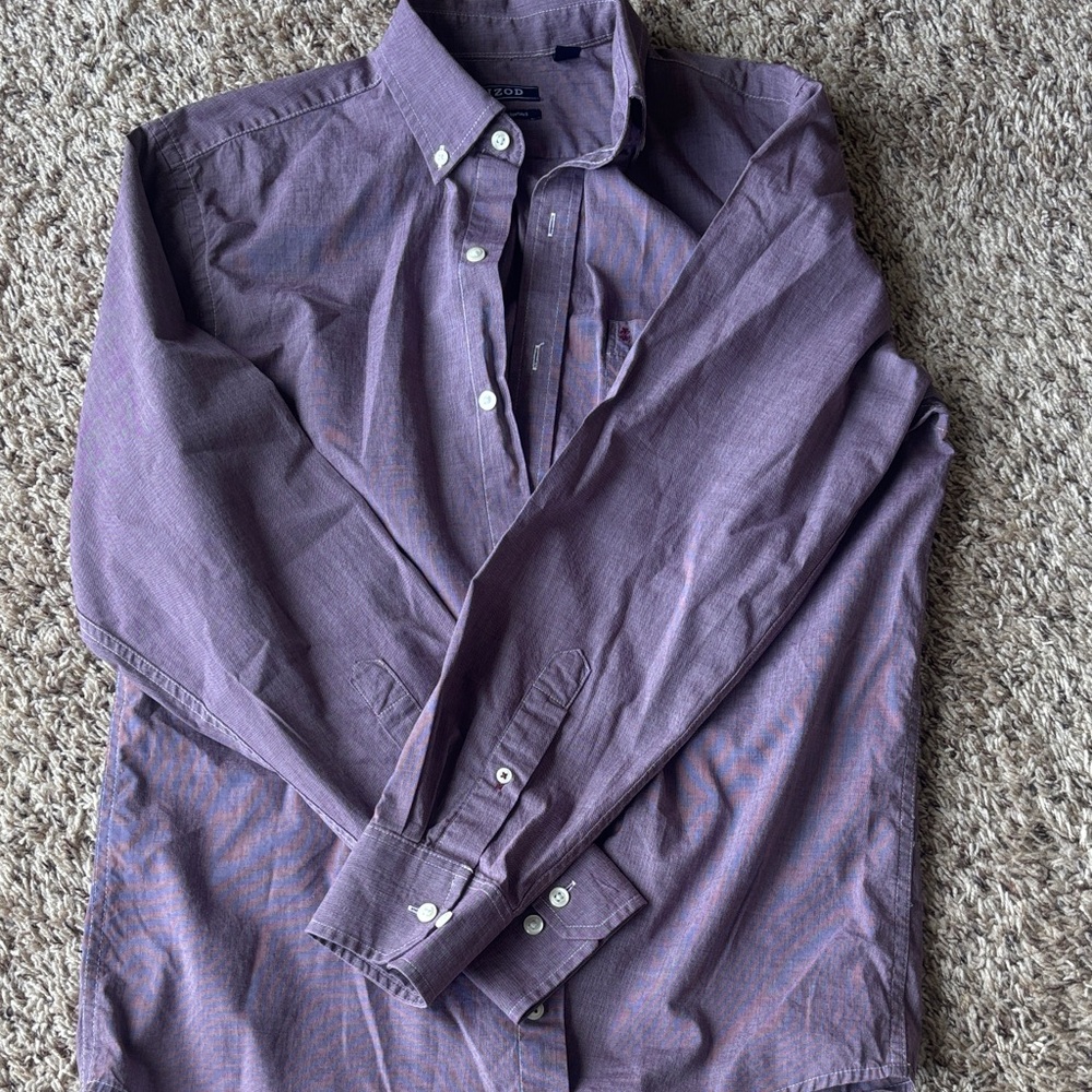Men’s Izod size small light purple/wine color button down dress shirt.